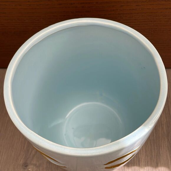 Blue Face Planter with Gold Accents 6inches - Picture 2 of 9